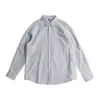 Camisa retro de estilo japonés Oxford a rayas, de manga larga, corte holgado, casual, con cuello de solapa, adecuada como camisa de trabajo o prenda exterior de otoño para ir al trabajo.