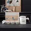 Grasa de oveja jade separación de té una tetera cuatro tazas juego de té de viaje traje de taza de té negocio conmemorativo caja de regalo de alta calidad con regalo de mano