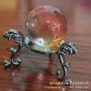 Contas da Sorte de Cristal Vermelho Estilo Chinês, Ornamentos de Vidro em Formato de Pote de Arroz de Latão, Bolas de Vidro de Cristal Vermelho, Ornamentos de Bola de Cristal Vermelho