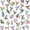 Serie de 50 flores y pájaros acuarela pegatinas para diario personal material pegatinas decorativas transparentes impermeables PET pegatinas naturales