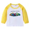 2023 Nuevo Transfronterizo Primavera y Otoño Camiseta Infantil Cuello Redondo Dibujos Animados Manga Larga Top Camiseta Base Niños y Niñas Bebé Algodón Camiseta