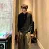Camiseta Masculina de Outono Texturizada de Alta Qualidade com Manga Longa, Corte Slim, Camada Base Versátil, Roupa Estilo Old Money Coreano