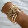 Joias Transfronteiriças Europeias e Americanas Pulseira de Corrente Simples Personalizada Pulseira Aberta Geométrica Brilhante Moda Retrô Conjunto de Pulseiras