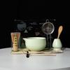 Juego de Té Matcha Transfronterizo Sencillo de 7 Piezas Cuenco de Cerámica Japonesa para Matcha Batidor de Bambú Soporte para Batidor de Té Palillo para Té Soporte para Batidor de Té