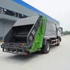 13. Camión de basura municipal hidráulico con caja de carga sellada para recoger y transportar residuos domésticos en zonas residenciales y calles
