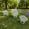 Escultura de marco de alambre de nube de acero inoxidable blanco, escultura hueca de alambre de metal para parque, instalación de paisaje de pie personalizable