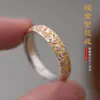 Anel Flor de Ameixa Dourada em Prata Esterlina 9999 Moda Feminina Luxo Leve Anel de Dedo de Alta Qualidade Presente
