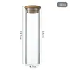 Pote de Vidro Transparente com Tampa de Bambu 47mm, Boca Reta, Selado, para Cozinha, Grau Alimentício, Recipiente para Chá, Garrafa Portátil com Dosador