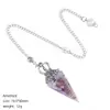 Colgante de Péndulo de Cristal Natural Más Vendido Transfronterizo Corona Accesorios de Yoga Meditación Cono Hexagonal Frecuencia Ajustable Péndulo de Resina