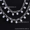 Cadena de perlas con código de diamantes y pequeñas flores, disponible en stock, ideal para decoración de vestidos de novia y accesorios de bricolaje, con diamantes de imitación.