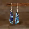 Pendientes colgantes geométricos de piedra del emperador bohemio transfronterizos, pendientes de joyería de piedra natural populares de Europa y América.