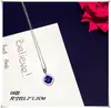 Nuevo Collar de Zafiro para Mujer, Corazón de Cristal Azul Diamantado, Colgante de Trébol de Cuatro Hojas, Cadena Corta para Clavícula, Lujo Ligero y Versátil Elegante