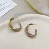 Pendientes de Tornillo Retorcidos Esmaltados con Goteo de Aceite Estilo Coreano Chapados en Oro Cobre para Mujer, Nuevos Pendientes de Botón de Moda Trendy de Lujo Ligero de Nicho con Temperamento