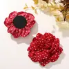 Tela Coreana Elegante con Lunares en el Borde, Flores para Manualidades, Lazo para Cola de Caballo, Pinza, Tocado, Broche, Accesorios Florales para Ropa