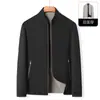 Jaqueta de Baseball Masculina Nova 2026, Usável dos Dois Lados, Gola Baseball, Roupa de Pai, Jaqueta Casual Simples de Cor Sólida para Homens