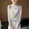 Otoño Invierno Nuevo Estilo Tejidos para Mujer Otoño Delgado Cuello Redondo Tejido para Mujer Manga Larga Estampado Capa Base Superior