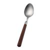 Vajilla Occidental Imitación Nogal Cuchara de Mango Largo Cuchillo para Carne y Tenedor Juego de Cuatro Piezas Cuchara de Postre para el Hogar Palillos de Madera Tenedor Cuchara Acero Inoxidable