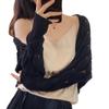 Chaleco pequeño de manga larga de punto con protección solar y chal cheongsam holgado a juego para mujer, aire acondicionado de verano