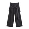 Pantalones de traje holgados con cintura alta y tirantes para mujer, pantalones casuales de pierna ancha que combinan con todo para otoño e invierno, estilo rufián callejero y guapo.