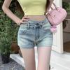 Shorts Jeans Slim de Verão 2025 Calças Retas de Cintura Baixa Retro Americano Versátil Slim Hot Pants de Garota Popular
