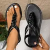 Elegantes sandalias planas tejidas de estilo francés, sandalias romanas versátiles de moda europea y americana, nuevo modelo de verano 2026