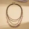 Collar Redondo Multicapa con Flor de Diamantes y Perlas de Imitación, Joyería de Lujo Ligero de Nicho Personalizada de Gama Alta para Mujer