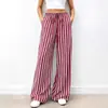 Pantalones de Rayas Anchos con Cintura Elástica, Estilo Europeo y Americano, Nuevos 2026, Corte Holgado, Versátiles para el Trabajo y el Uso Casual