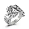 Anillo de Estilo Chino con Llama Abierta y Patrón de Dragón Retro Hip-Hop Plata Tailandesa Moderno Personalidad para Hombre Dominante Anillo con Patrón de Dragón