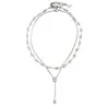 Collares de perlas cruzados europeos y americanos, cadenas para la clavícula minimalistas y de moda, simples y elegantes, accesorios versátiles, al por mayor