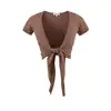 Estilo Deseo Puro Chica Picante Cardigan Fruncido de Encaje con Cordones Manga Corta Chaqueta Exterior Corta de Empalme Nueva de Primavera Top para Mujer