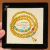 Pulsera de Múltiples Círculos Dorados Arena Dorada Atrae Fortuna Calabaza Turquesa Perla Dorada Mismo Estilo de la Tienda de Oro Puzuo para Hombres y Mujeres Joyería para Parejas