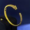 Pulsera de Cabeza de Leopardo Europea y Americana Transfronteriza Moda de Pareja Exagerada de Gama Alta para Hombres y Mujeres Pulsera Abierta Incrustada de Diamantes de Guepardo