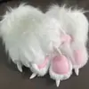 Garras de Animal Coloridas Peludas Luvas Fursuit Garra de Gato Luvas de Menina Gato Impulso de Abertura de Loja Nova Pelo