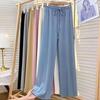 Calças largas com estampa de flor, calças femininas plus size, calças casuais, moda coreana, cintura alta, calças Joker