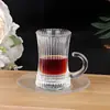 Comercio Exterior Estilo Turco Taza con Asa de Vidrio Taza para Té Negro Taza de Café Juego de Té Kung Fu Taza de Té con Asa Copa de Vino Asa Rota