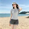 Traje de Baño para Mujer 2026 Nuevo Estilo Deportivo Estudiantil Dividido de Dos Piezas Tallas Grandes Adelgazante para Chicas Ligeramente con Sobrepeso Clase de Natación Traje de Baño para Aguas Termales