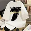 Playera de Manga Corta para Hombre Verano Moderno Holgada Manga Cinco Cuartos 2025 Nueva Celebridad de Internet Trendy Ins Top Estampado Sencillo