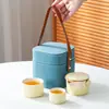 Conjunto de Chá Estilo Chinês Novo para Casa Escritório Reunião Entrada de Convidados Panela Portátil de Cor Gradiente Luxuosa Xícara de Chá Kung Fu Caixa de Presente