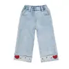 Estilo Novo Primavera 2026 Calça Reta Wide Leg para Meninas Infantil Solta Versátil Jeans para Crianças Maiores Calça Casual