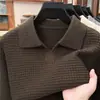 Suéter Grossinho com Gola de Gaivota Estilo Old Money para Homens, Tricô Jacquard Quente de Manga Longa para Inverno, Atacado