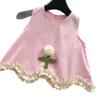 Traje de Verano Nuevo para Niñas 2025 Elegante Short de Princesa Traje de Moda sin Mangas de Verano Vestido de Verano