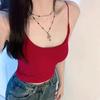 Camisola plissada com design picante e doce, pura e quente, cinto feminino, almofada no peito, uso interno, uso externo, roupas justas e bonitas para o verão
