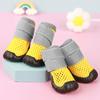 Zapatos de malla de resorte para perros pequeños de fábrica temporada verano y primavera transpirables huecos elásticos resistentes al desgaste antideslizantes 4 zapatos de suela blanda