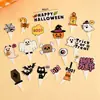 Decoración de Pastel de Halloween Arcilla Suave Figura Linda de Fantasma Ojos Chistosos Perlas de Azúcar Velas de Halloween Toppers Inserts