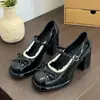 Sapatos Femininos Mary Jane Vermelhos 2026 Nova Primavera Sapatos de Salto Alto com Bico Quadrado Francês e Salto Grosso Elegante