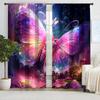 2 piezas nuevo patrón de mariposa de fantasía cortina fabricantes transfronterizos suministro sala de estar dormitorio impresión digital 3D alta precisión