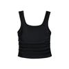 A853-24 Verão Novo Estilo Americano Menina Juventude Casual Shopping Base Camisa Cor Sólida Lado Plissado Slim-Fit Colete