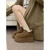 Zapatos Burkham de suela gruesa para aumentar la altura, zapatos de mujer, botas de nieve cálidas con forro polar, zapatos acolchados de algodón, botas Martin cortas de invierno nuevas 2024