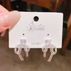 Brincos Populares Exquisitos Banhados a Cobre Prata Grossa Laço Renda Zircônia, Brincos de Design de Nicho Moda Coreana Feminina