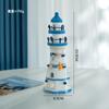 Rayas Azules y Blancas Faro Grande Timón Faro Oceánico Torre de Observación Decoración para el Hogar Estilo Mediterráneo Adornos de Madera Hechos a Mano